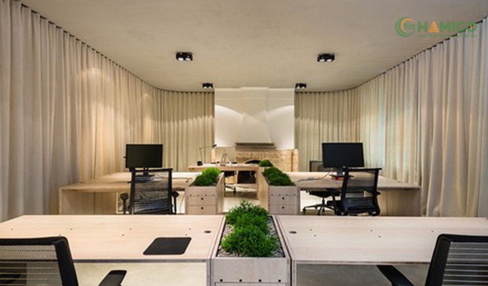 Rèm vải được nhiều văn phòng lựa chọn